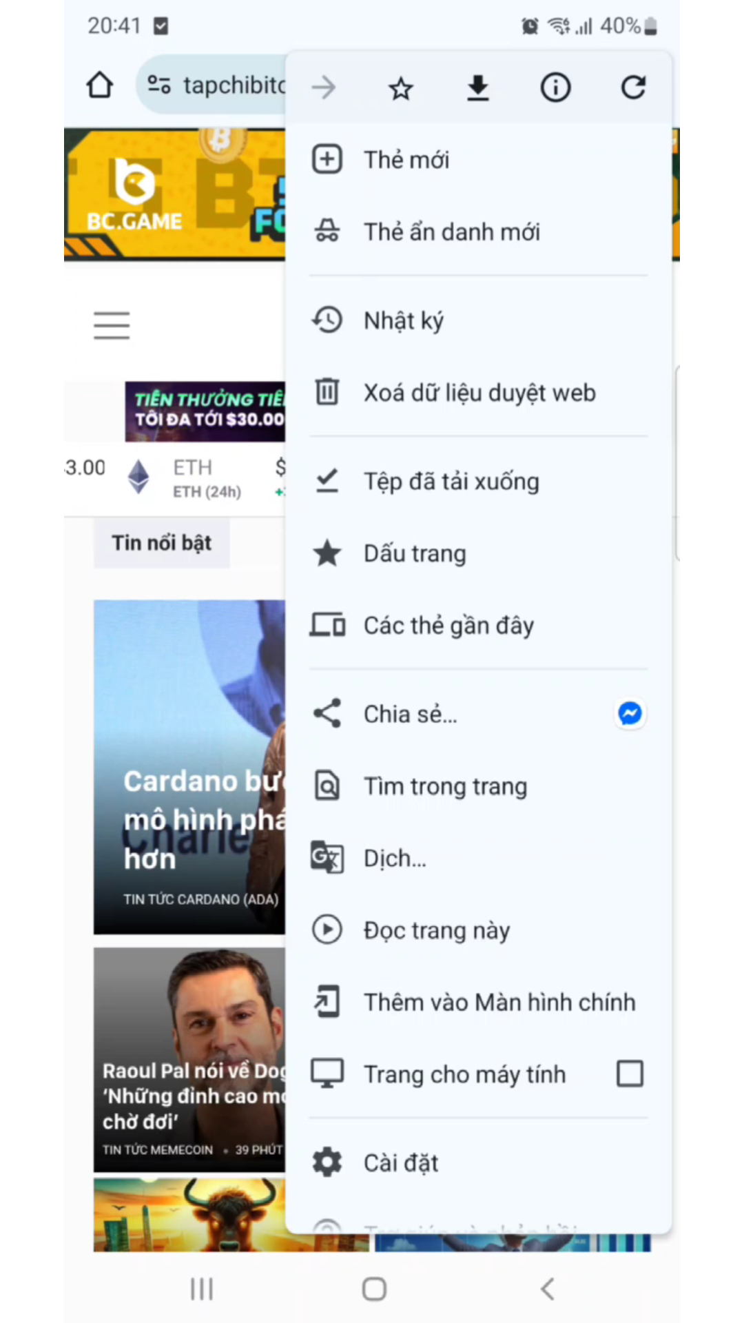 Hướng dẫn cài đặt Mini App cho Tapchibitcoin.io