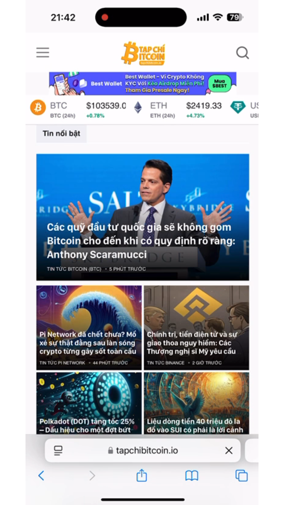 Hướng dẫn cài đặt Mini App cho Tapchibitcoin.io